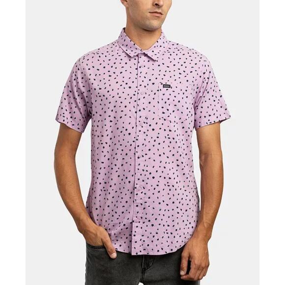 RVCA Other - RVCA Mens Slim Fit Shake Along Shirt - Purple Black Spot Print, Size L